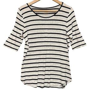 Apt. 9 Womens Micro Modal Striped Top Size L Black & White Lightweight Stretchy‎